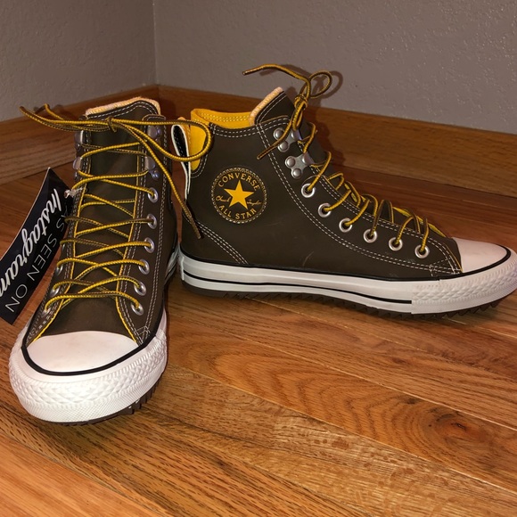 yellow leather converse